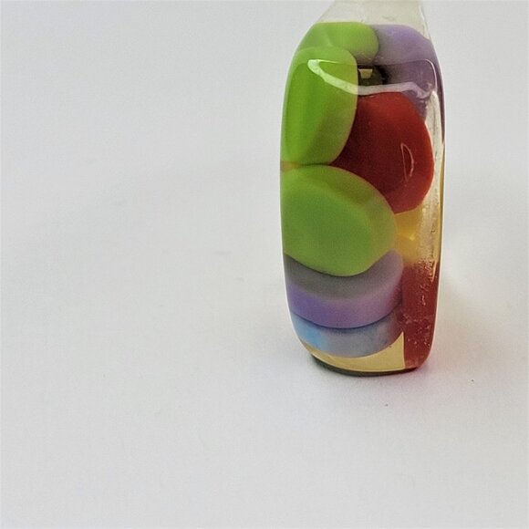 Lucite Resin Ring Multicolor Beads Clear See Through Rectangular Ring - Picture 7 of 8